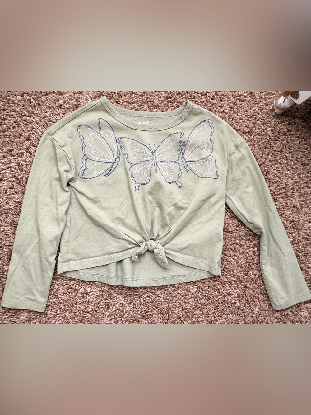 Carter’s Girls Embroidered Butterfly Tie-Front Shirt Size 6/6X